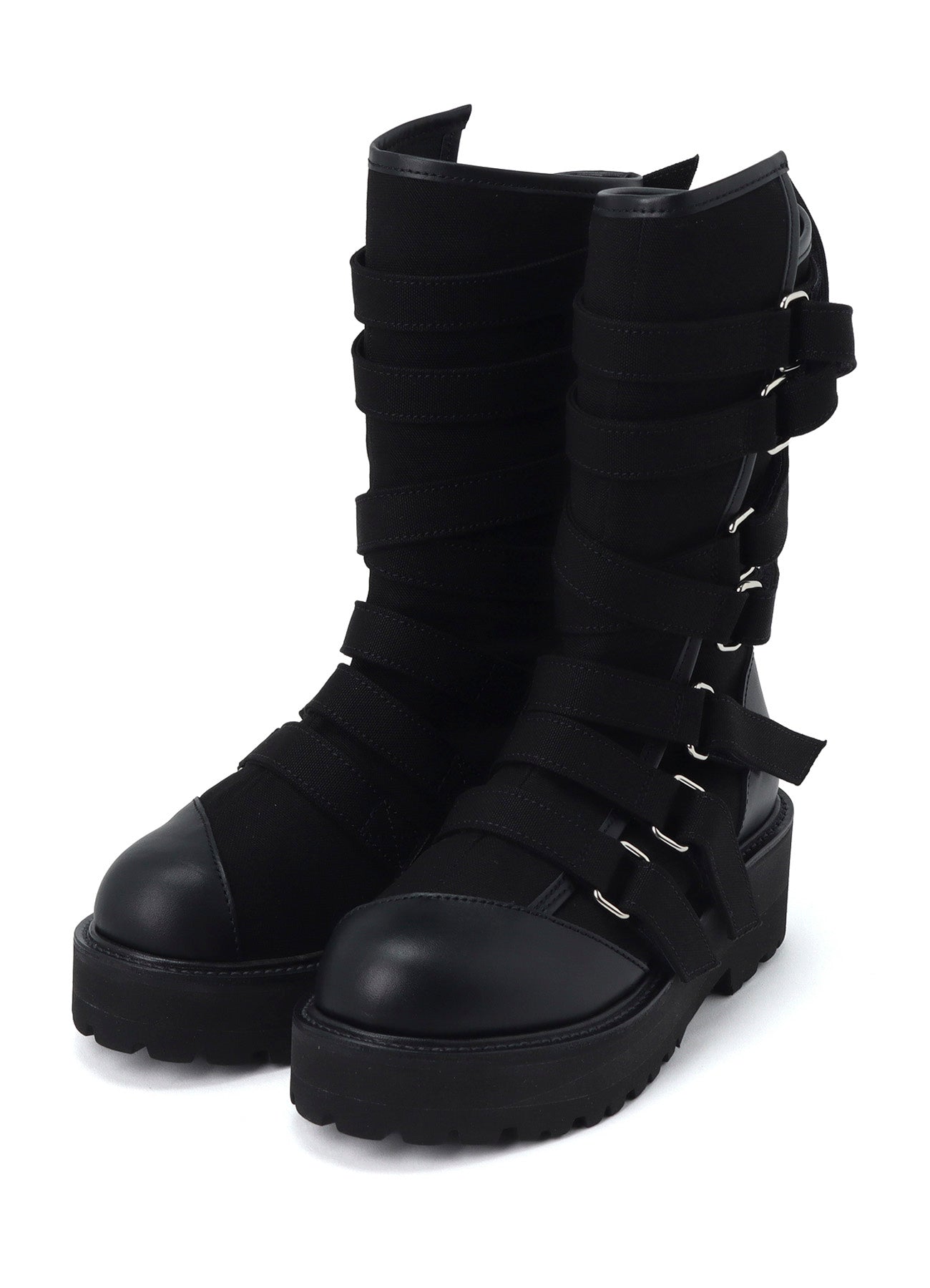 CANVAS + CHROME SPIRAL NECK BOOTS