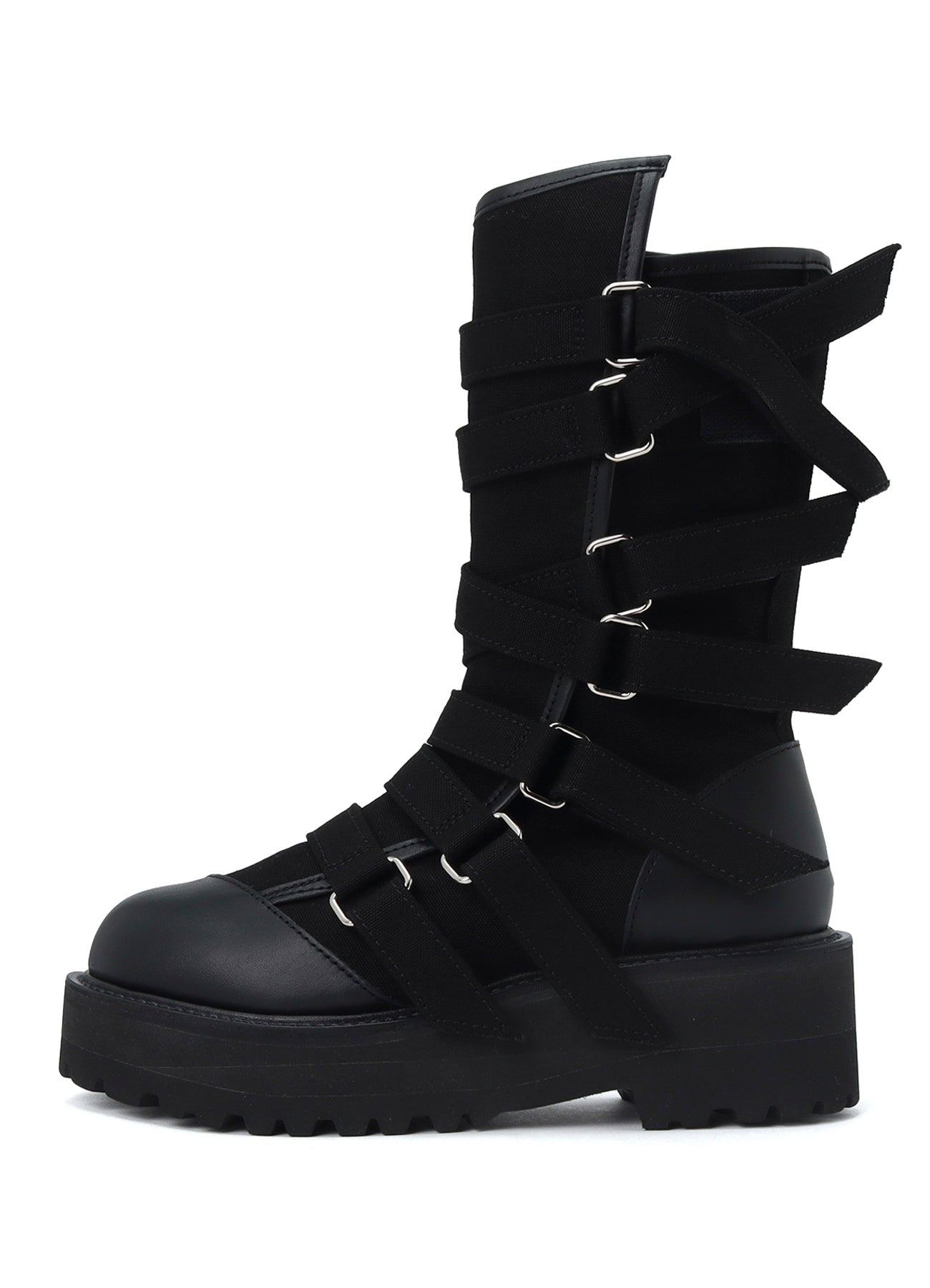 CANVAS + CHROME SPIRAL NECK BOOTS
