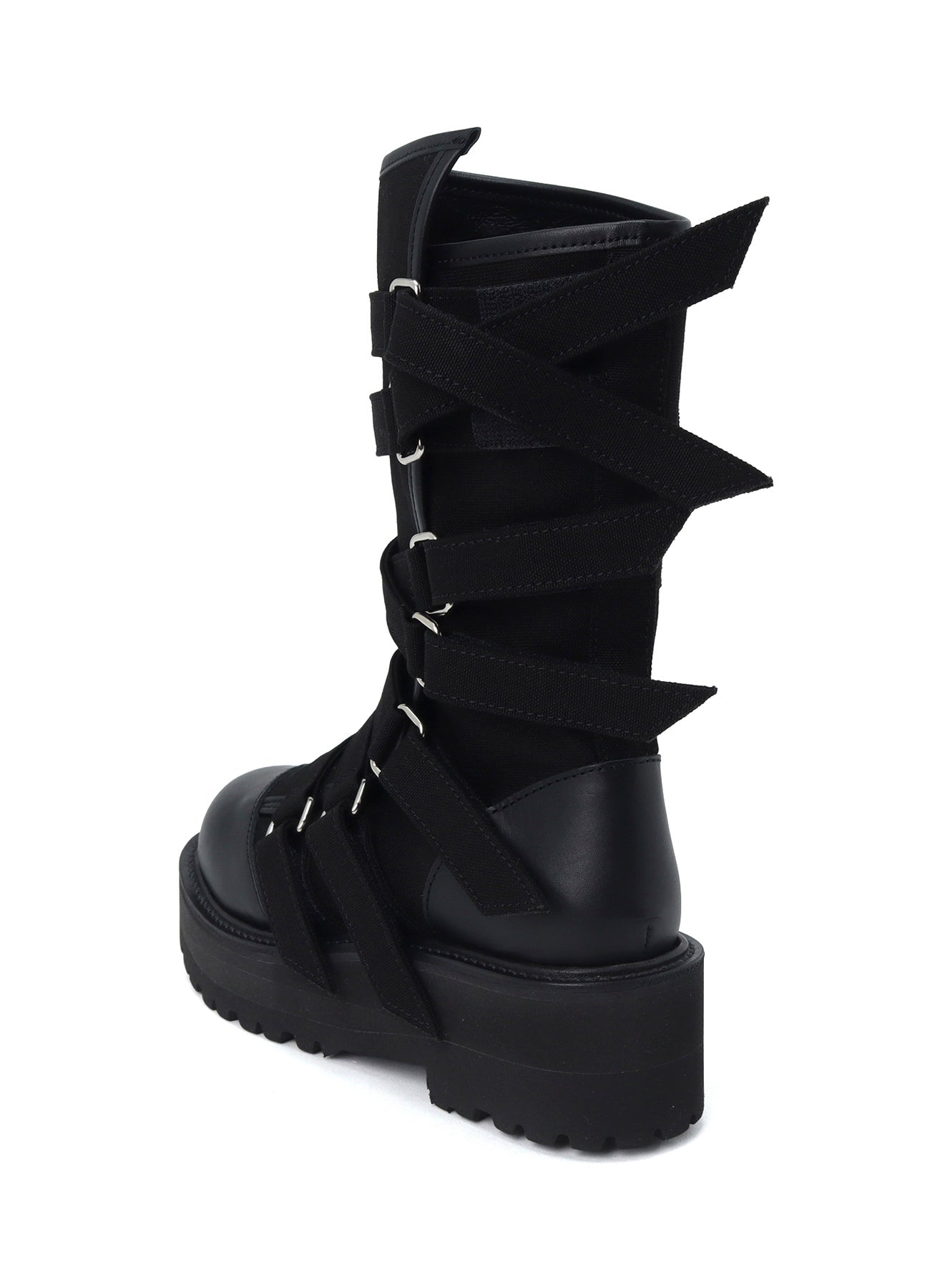 CANVAS + CHROME SPIRAL NECK BOOTS