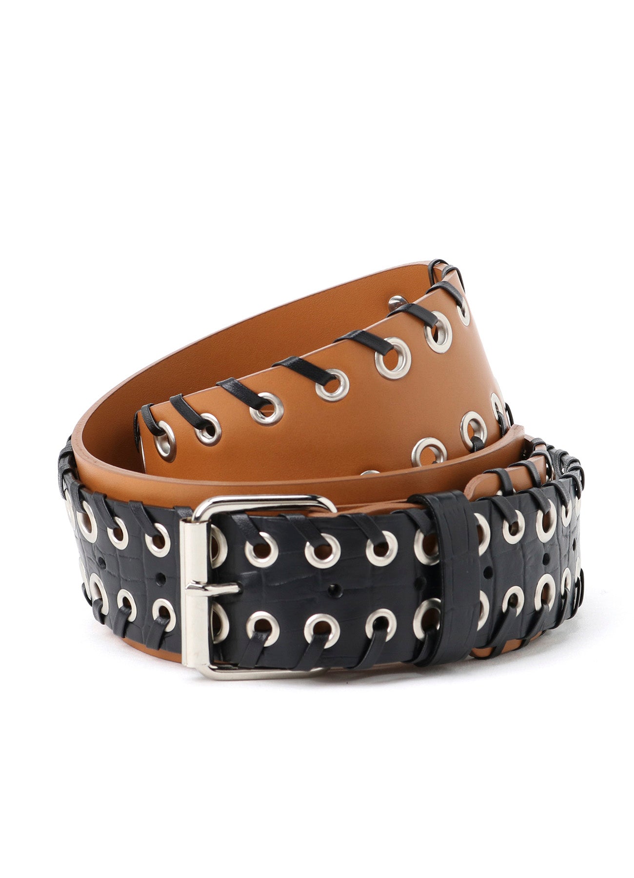 KIP+ CROCODILE LEATHER CODE LOOP EYELET BELT