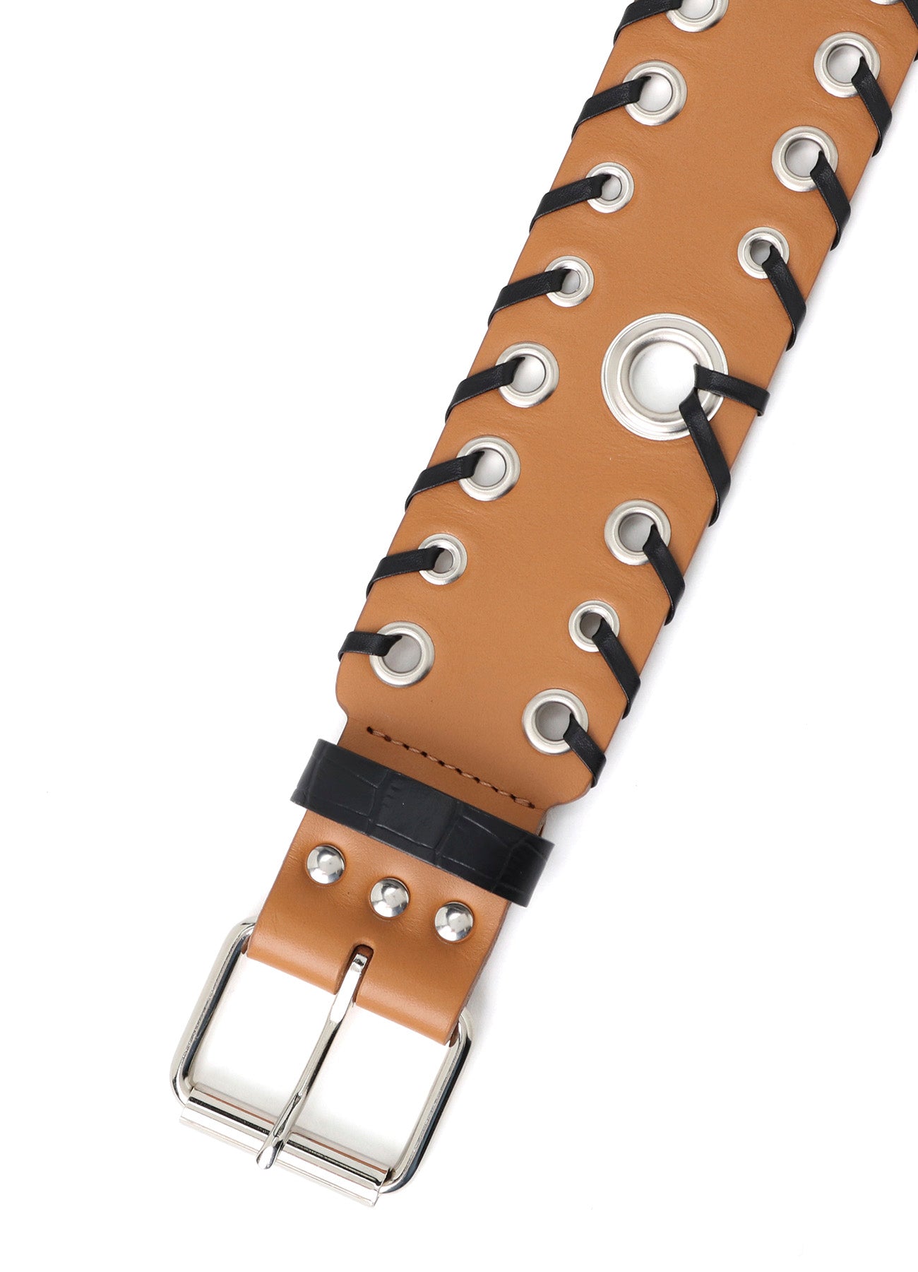 KIP+ CROCODILE LEATHER CODE LOOP EYELET BELT
