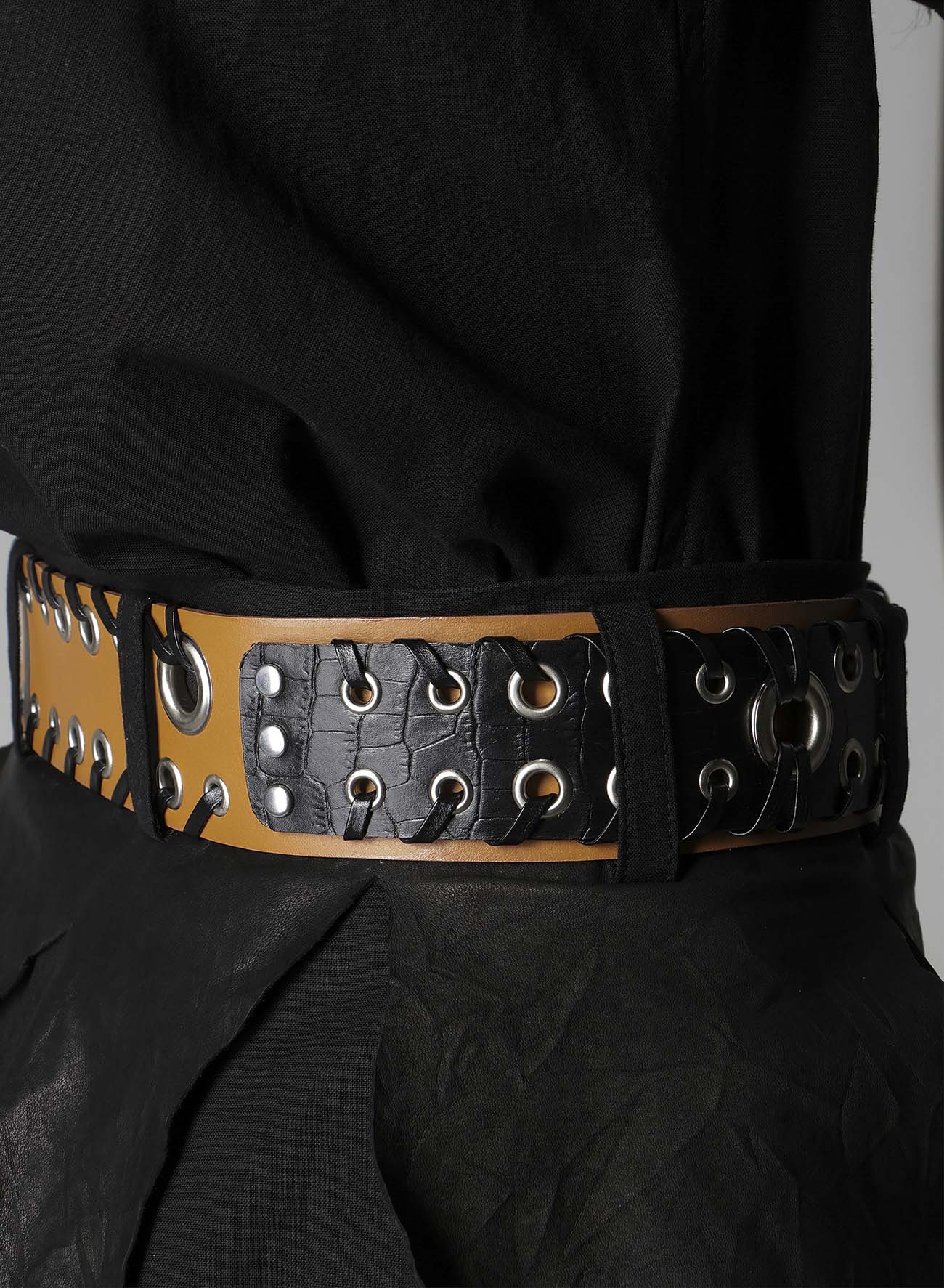 KIP+ CROCODILE LEATHER CODE LOOP EYELET BELT
