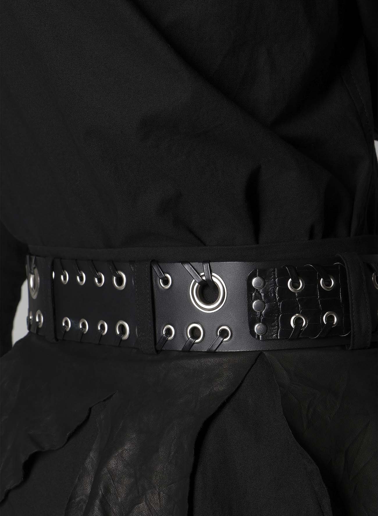 KIP+ CROCODILE LEATHER CODE LOOP EYELET BELT