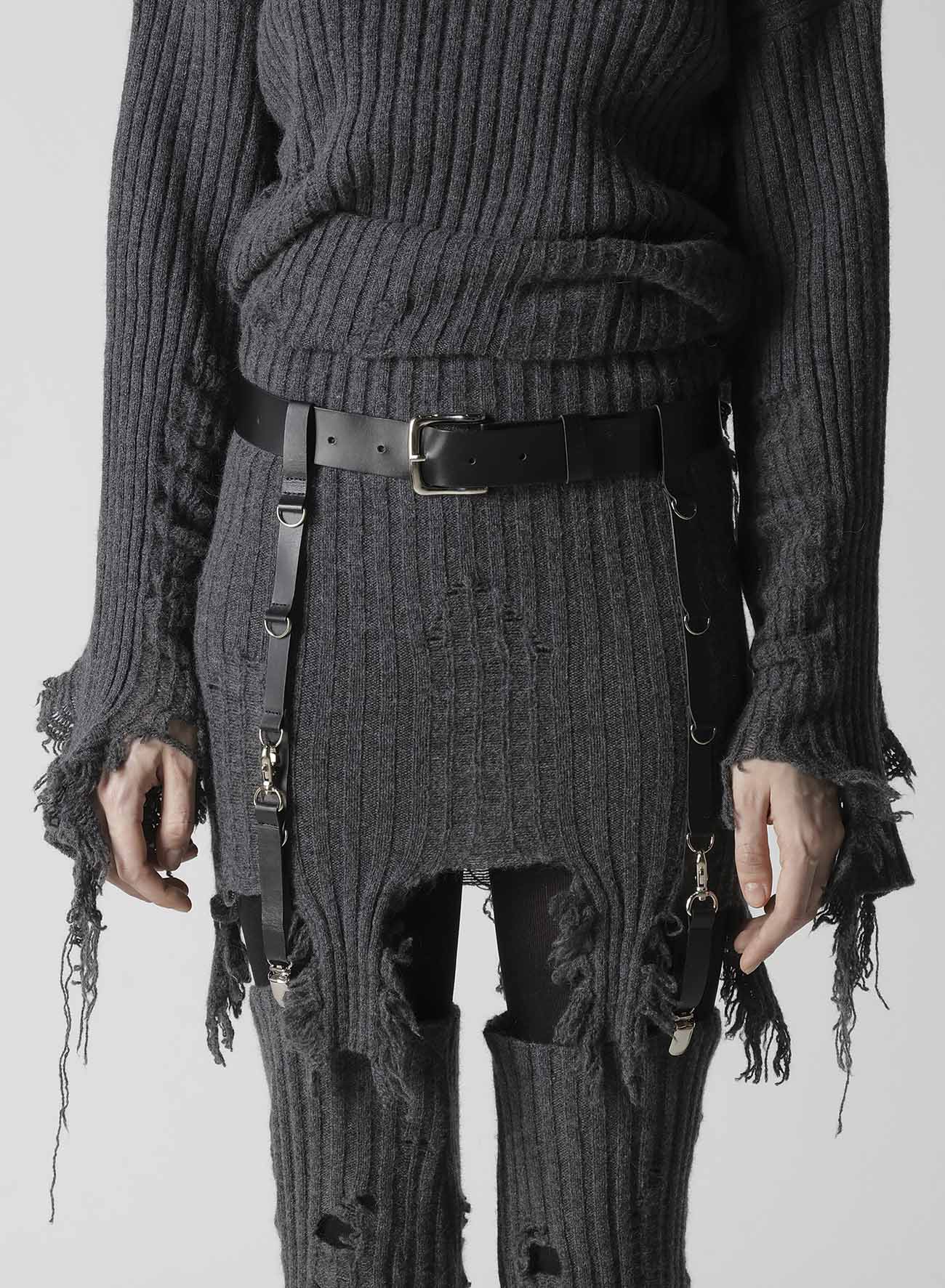 MATTE GLASS LEATHER HARNESS BELT