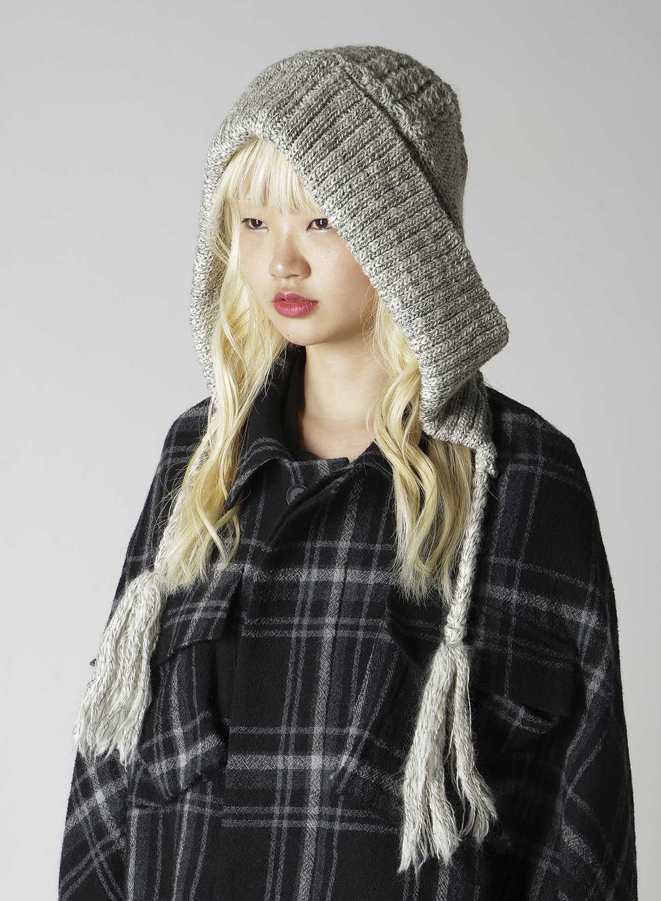 WOOL SLUB ARAN HOODIE