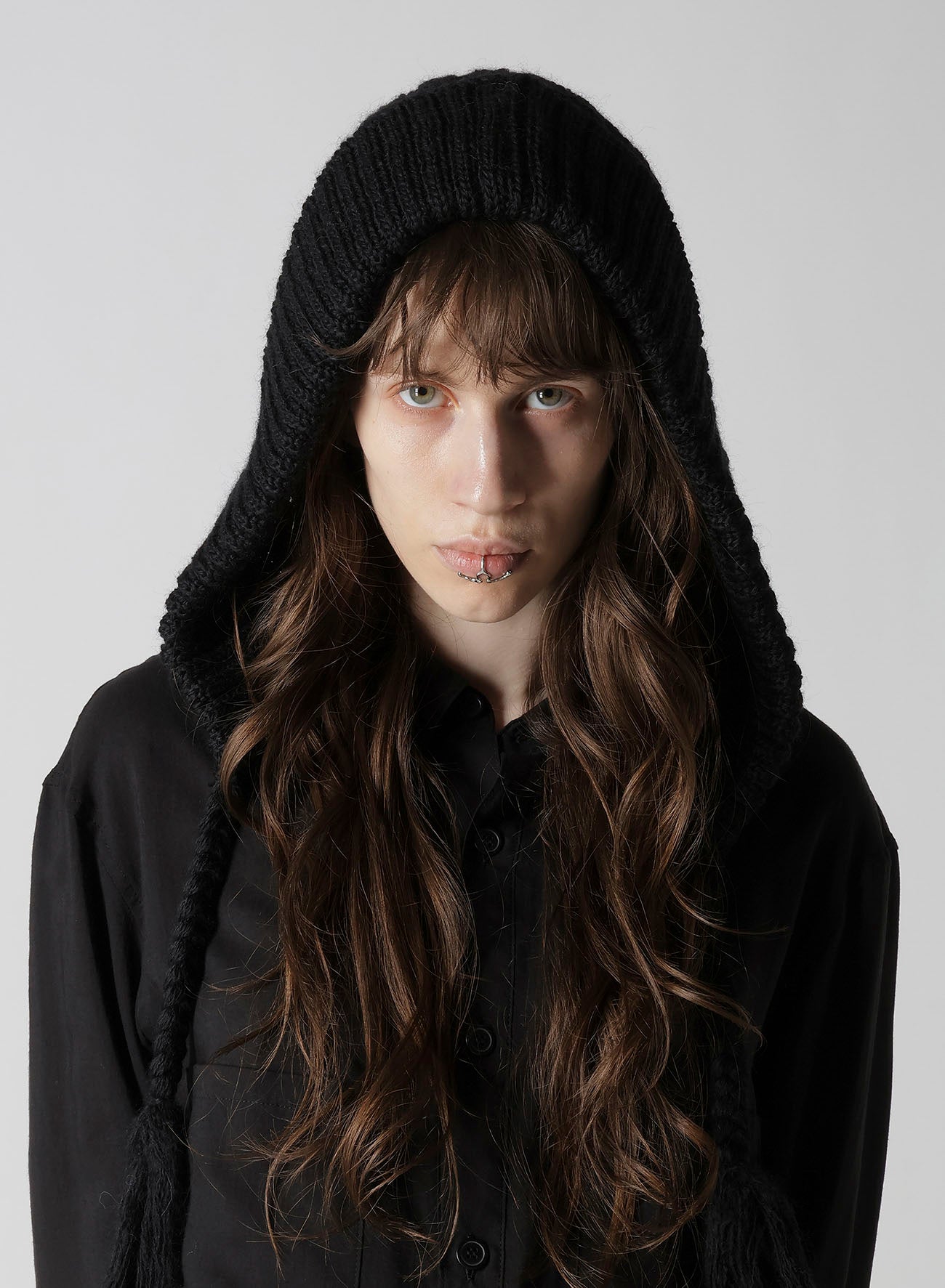WOOL SLUB ARAN HOODIE