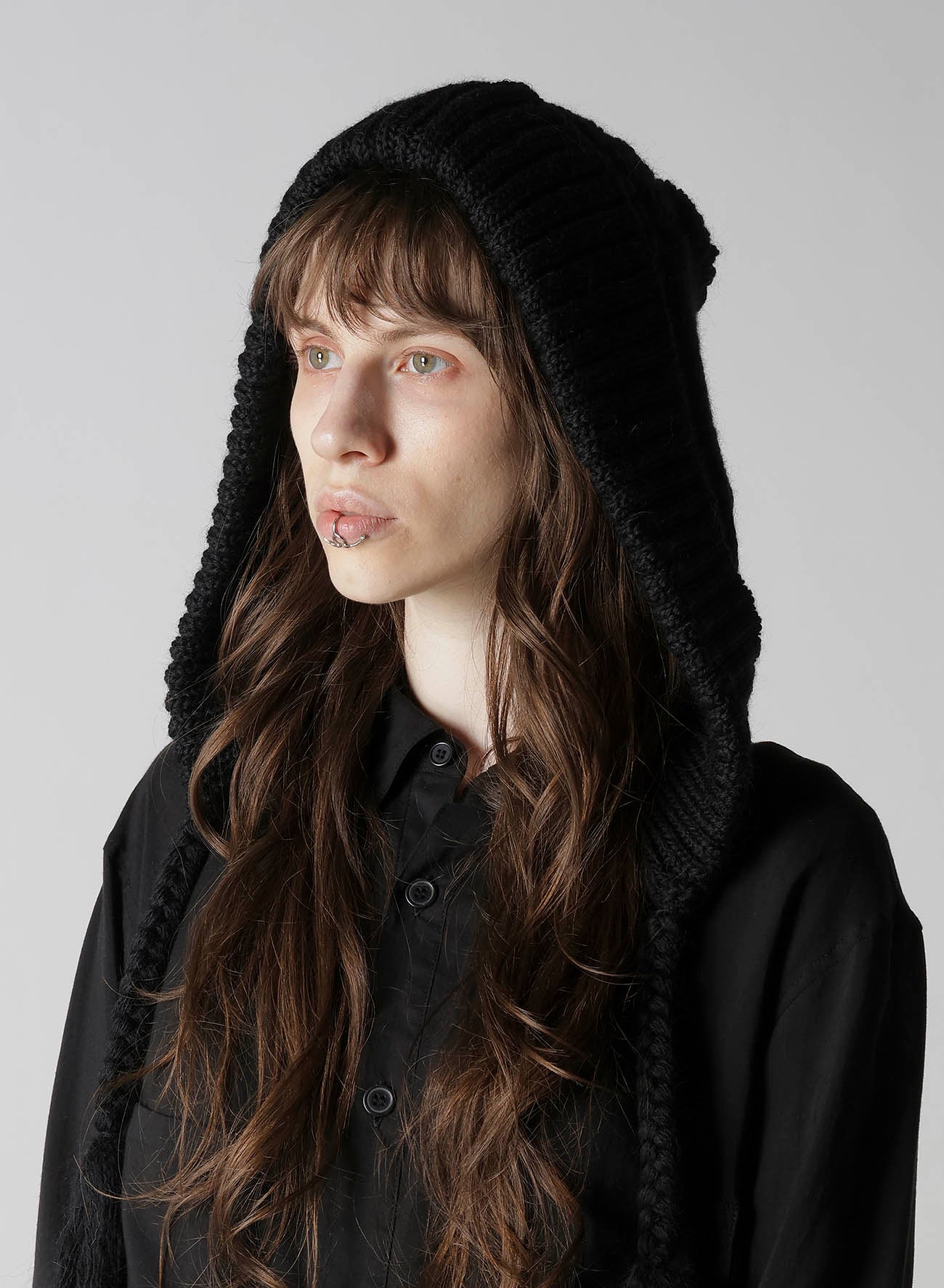 WOOL SLUB ARAN HOODIE