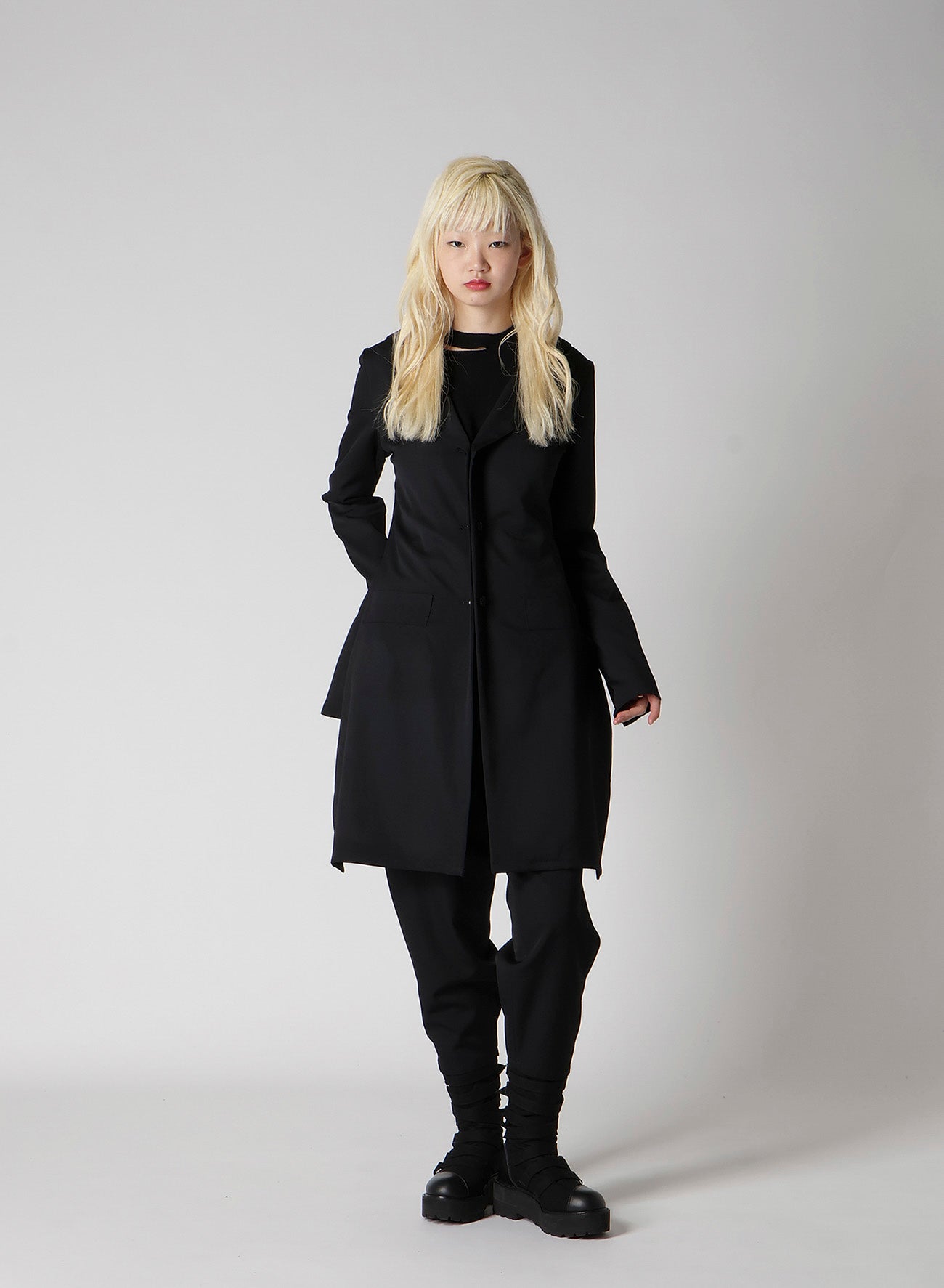 WOOL GABARDINE FRILLED JACKET