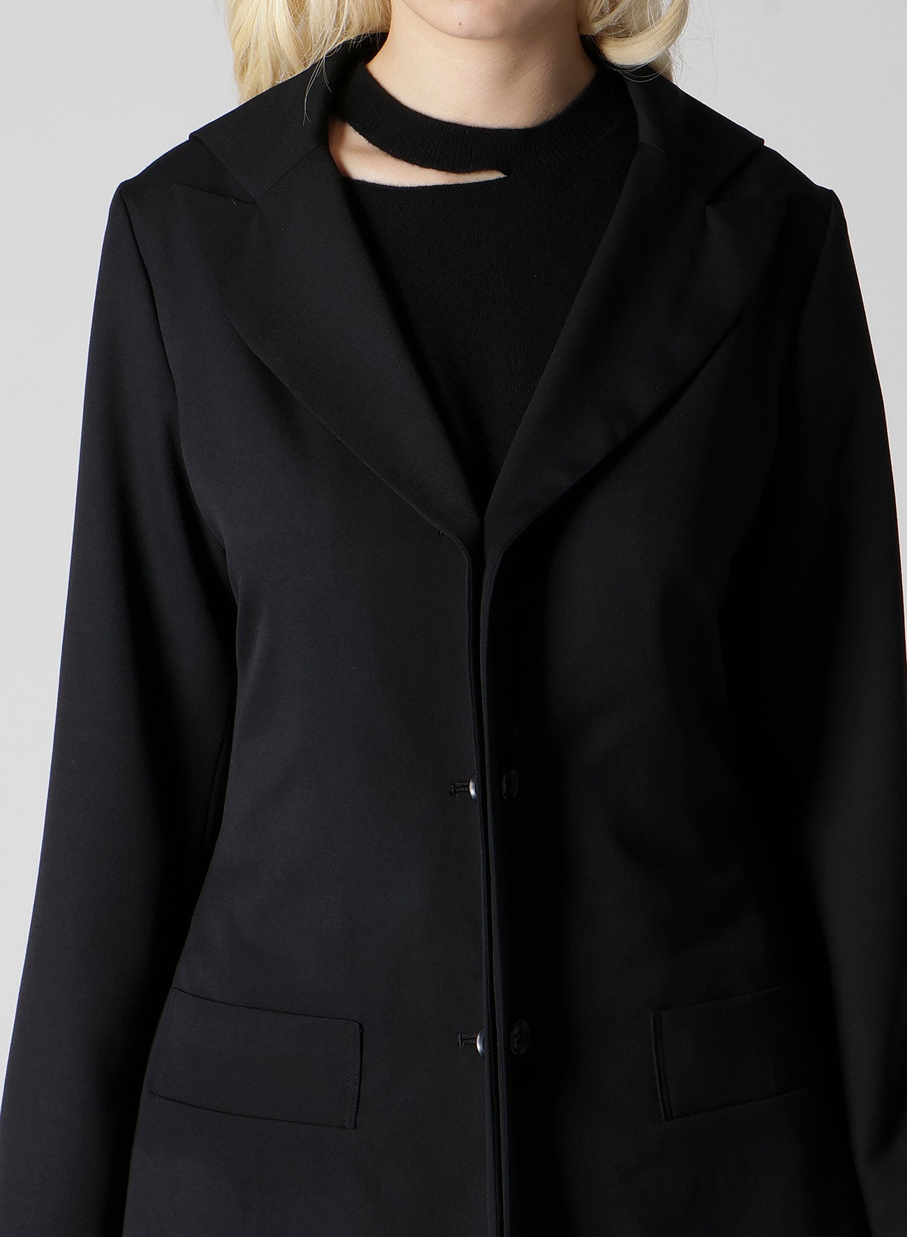 WOOL GABARDINE FRILLED JACKET