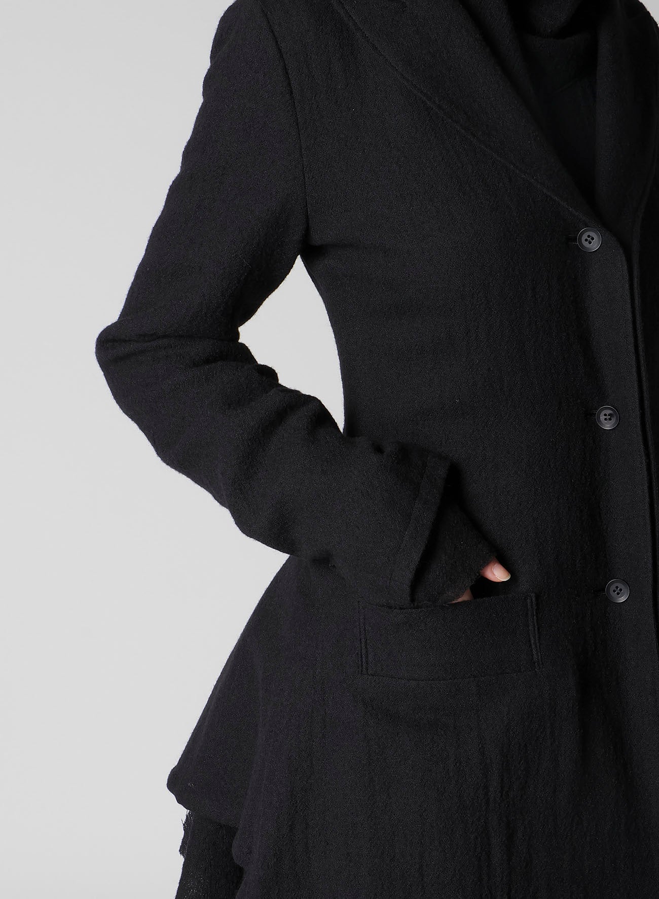 WOOL GAUZE FRILLED JACKET