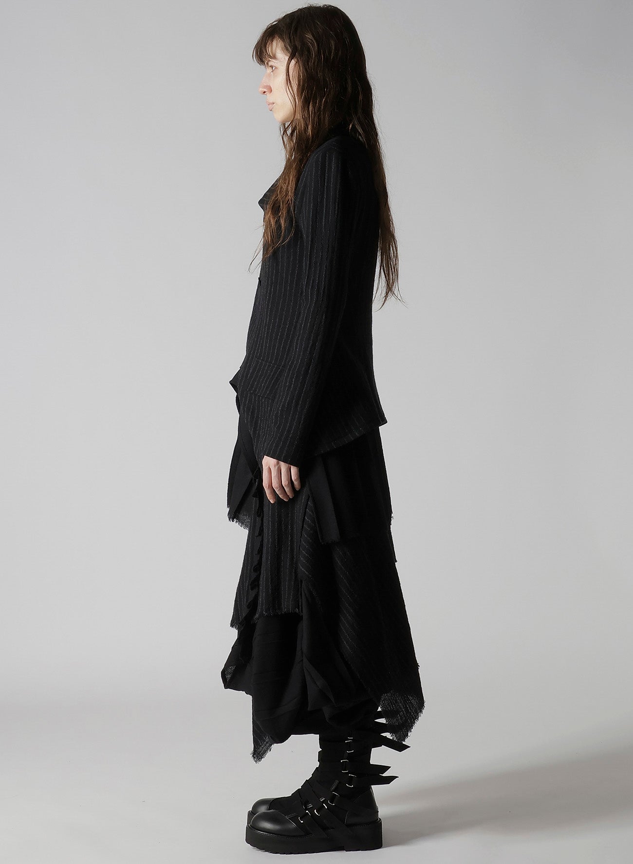 STRIPE GAUZE PLEATS DESIGNED JACKET