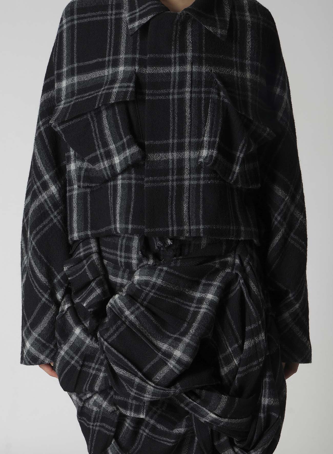 PLAID PATTERN FLAP POCKET JACKET