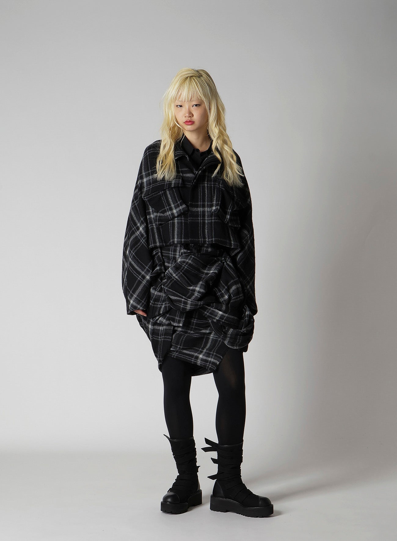 PLAID PATTERN FLAP POCKET JACKET