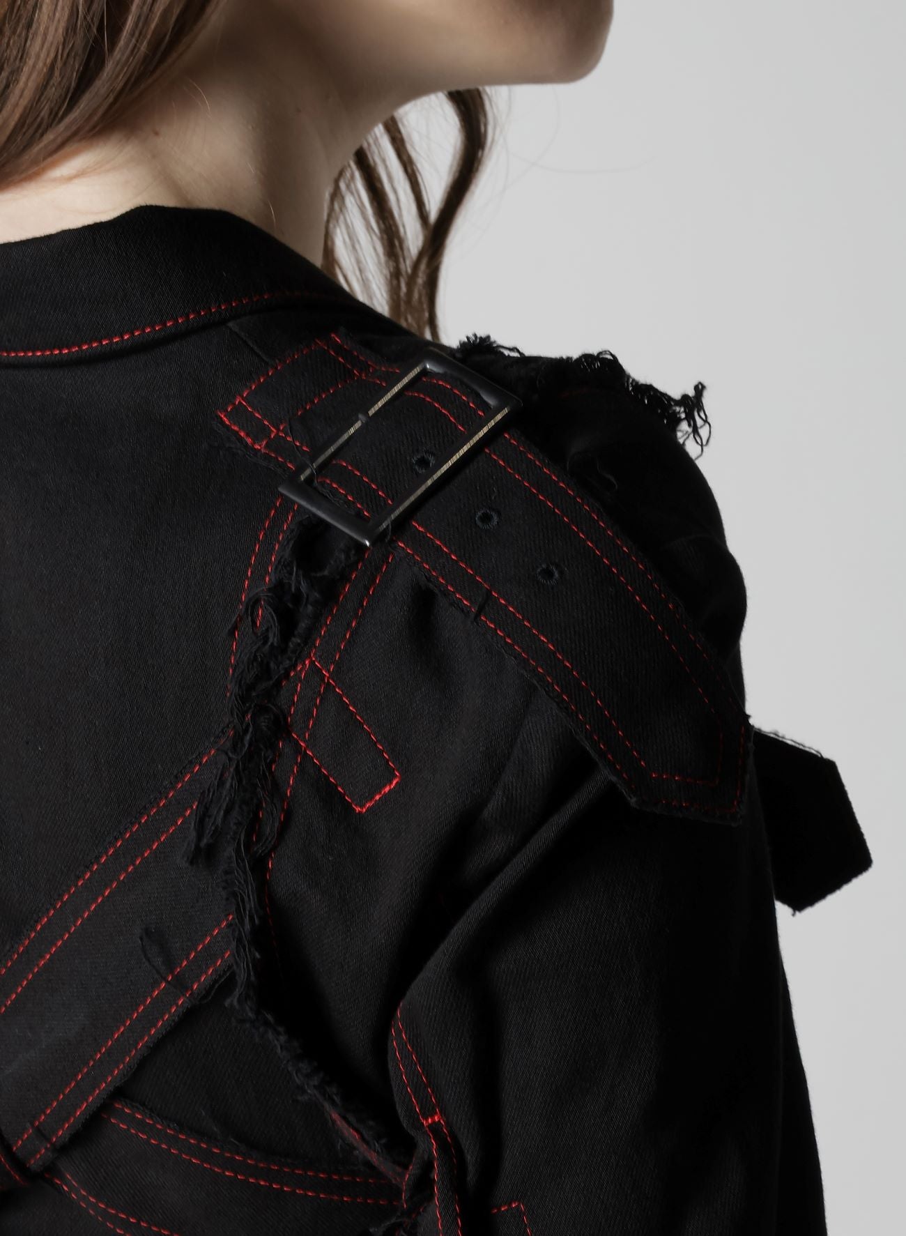 BLACK DENIM BELTED JACKET