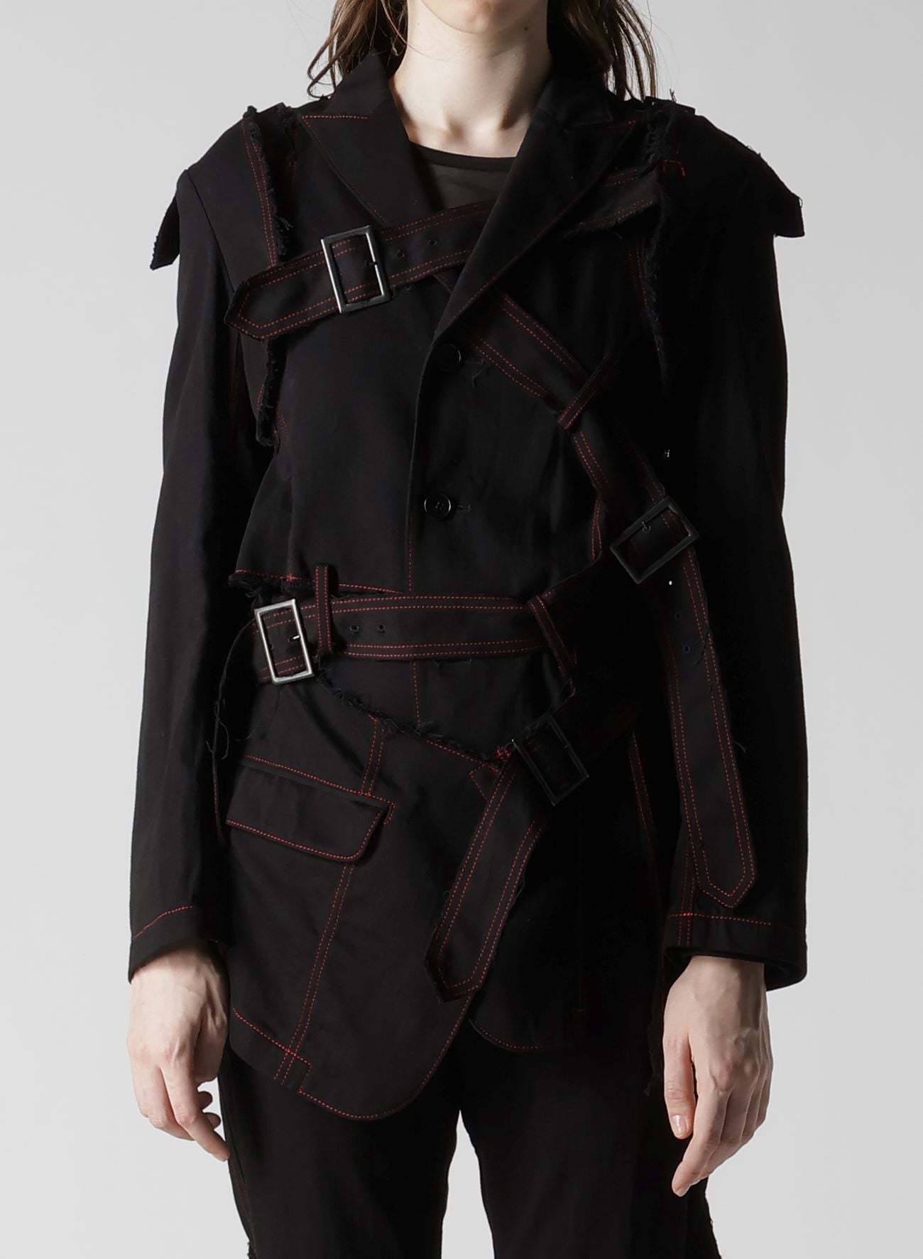 BLACK DENIM BELTED JACKET