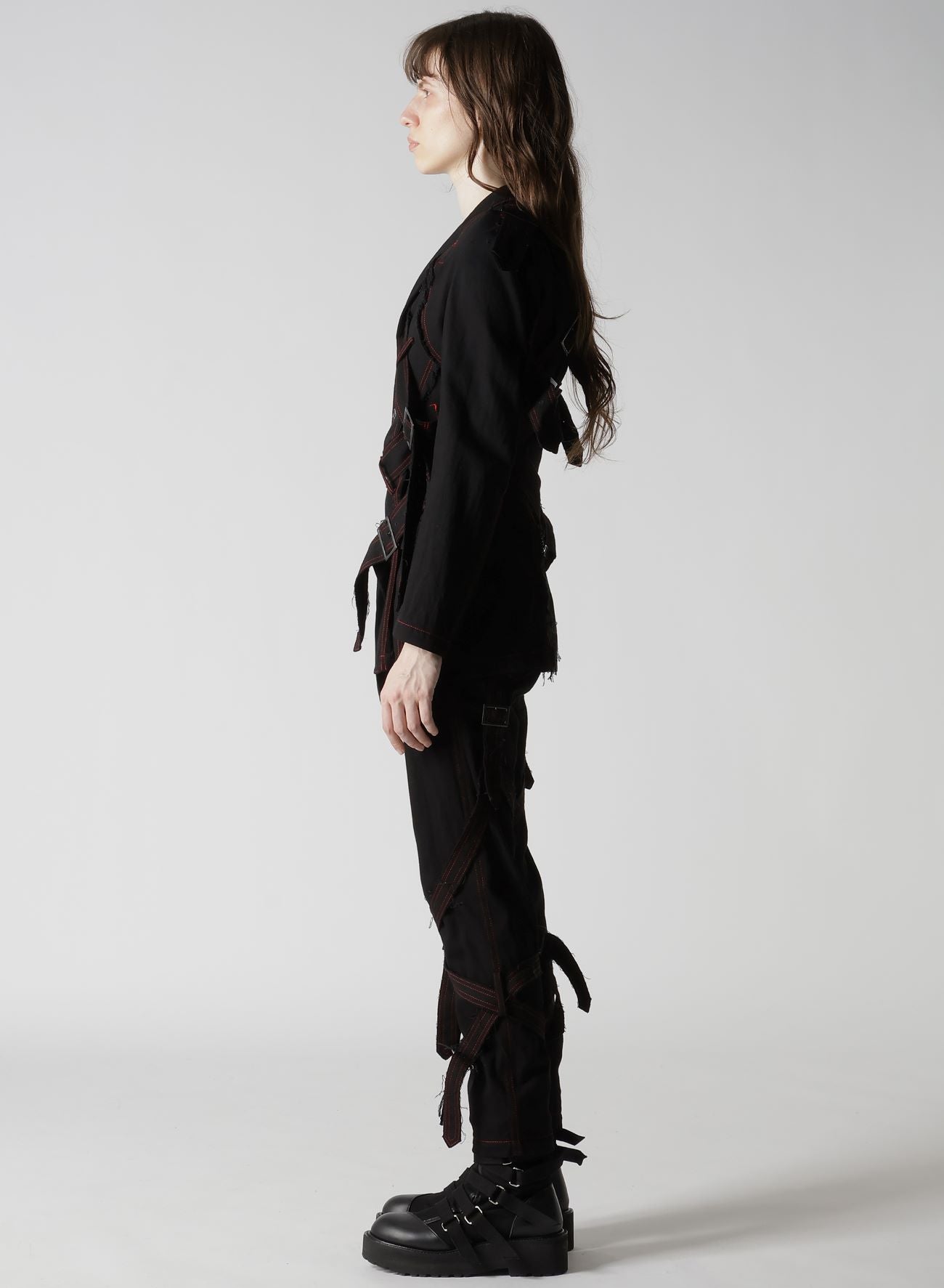 BLACK DENIM BELTED JACKET