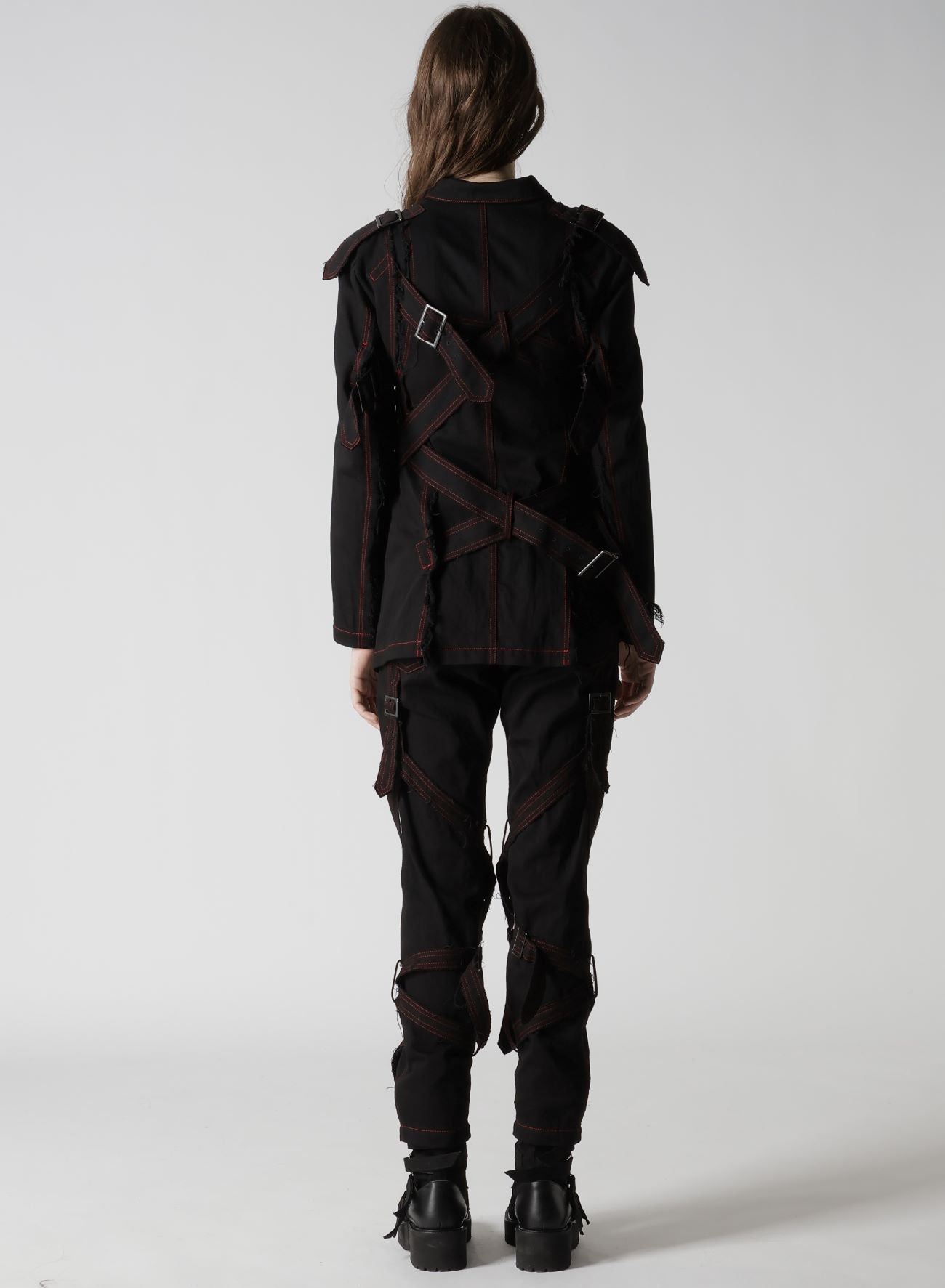 BLACK DENIM BELTED JACKET
