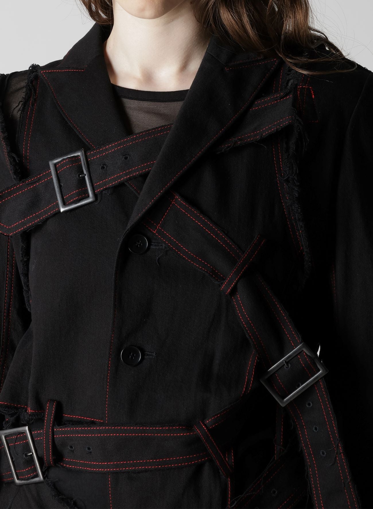 BLACK DENIM BELTED JACKET