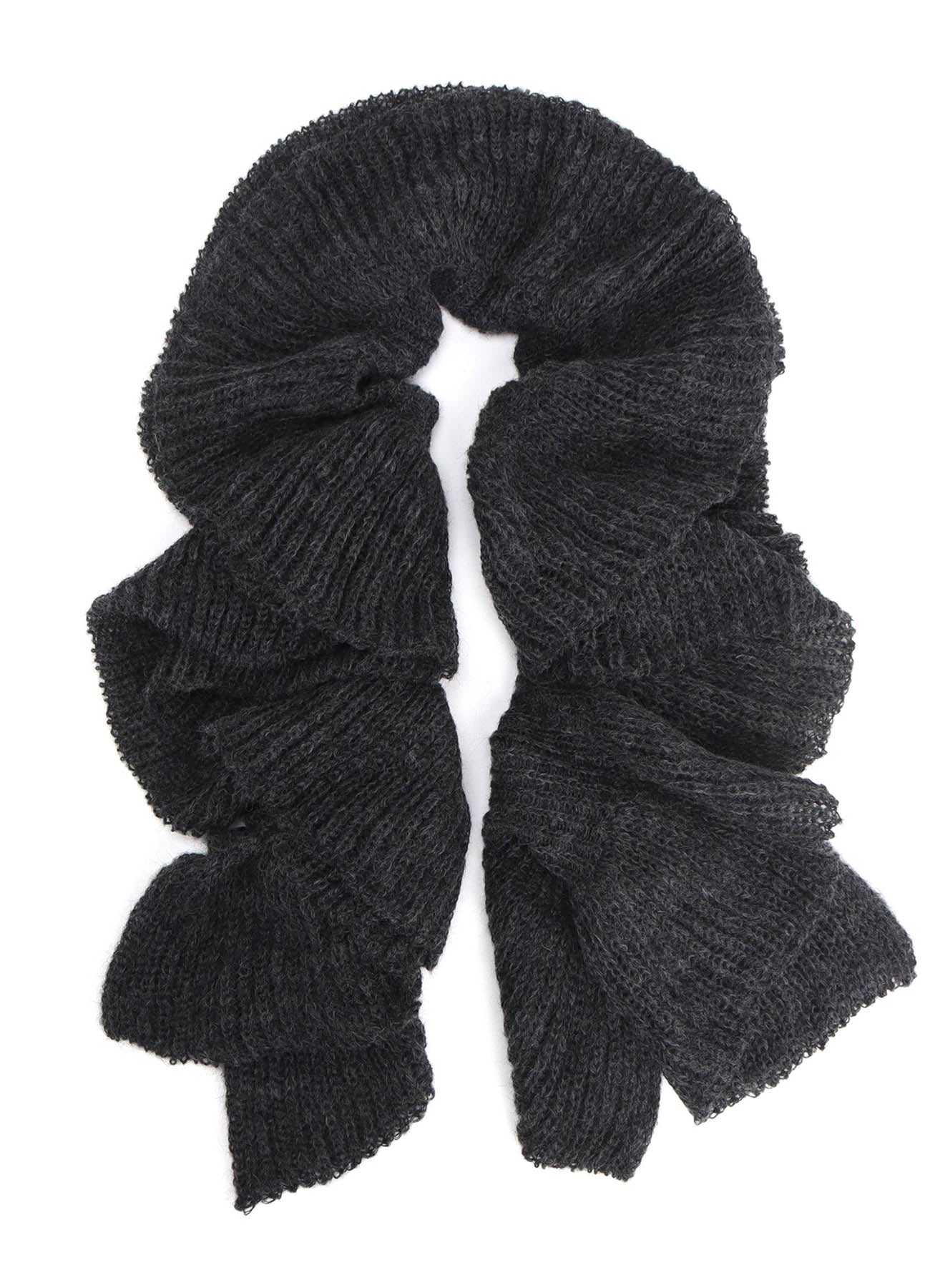 LOOSE TENTION RIB FLUFFY FRILLED SCARF