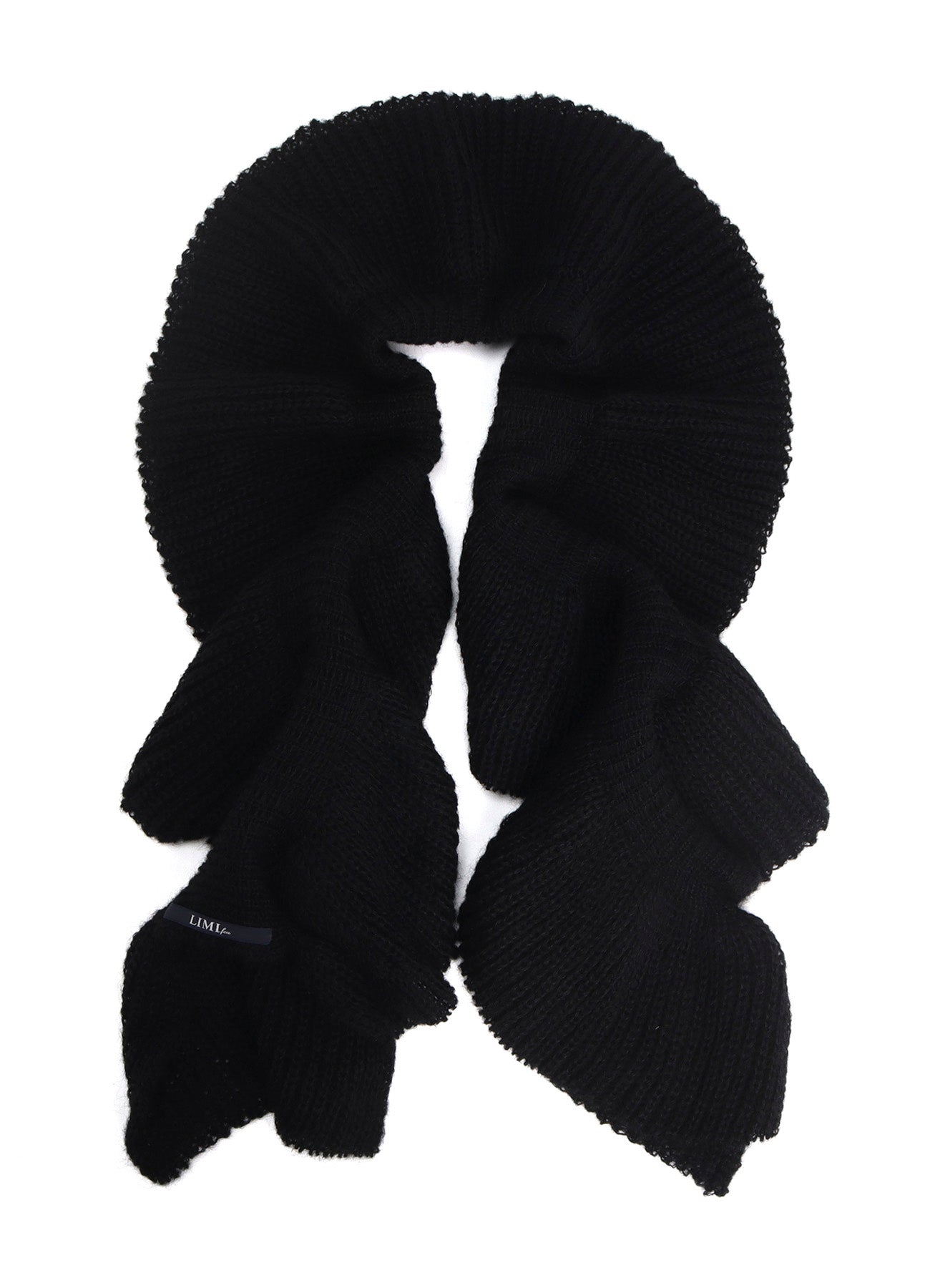 LOOSE TENTION RIB FLUFFY FRILLED SCARF