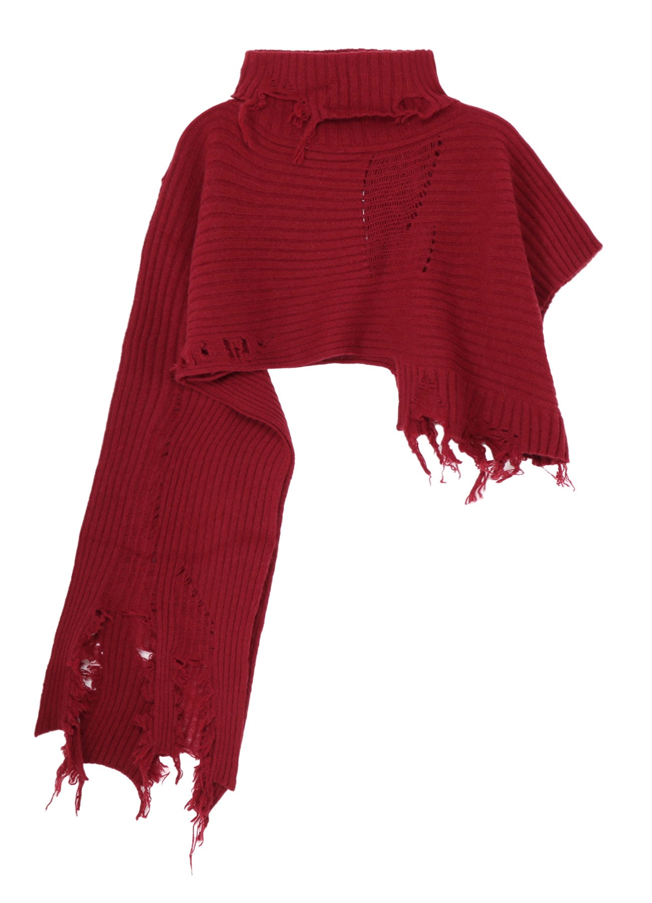 CRUSHED RIB DAMAGED 2WAY WOOL SCARF