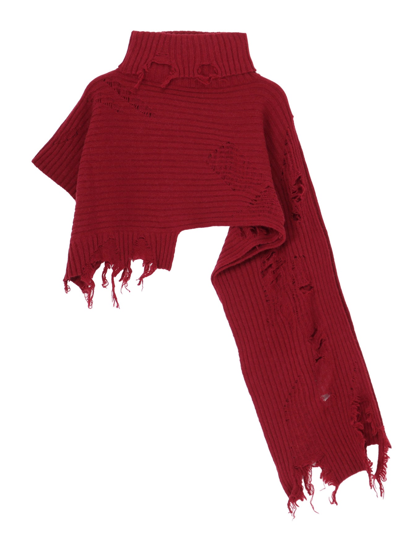 CRUSHED RIB DAMAGED 2WAY WOOL SCARF