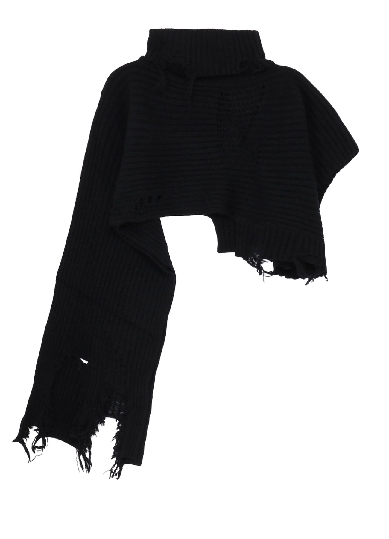 CRUSHED RIB DAMAGED 2WAY WOOL SCARF