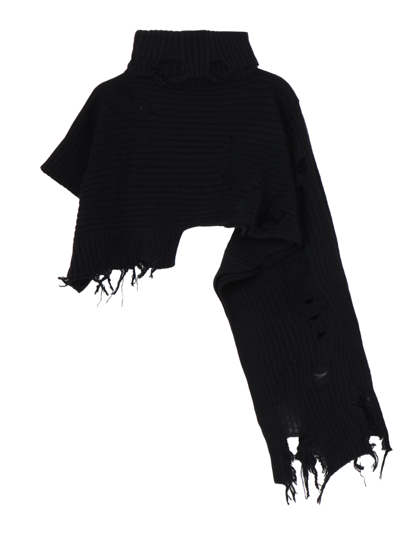CRUSHED RIB DAMAGED 2WAY WOOL SCARF