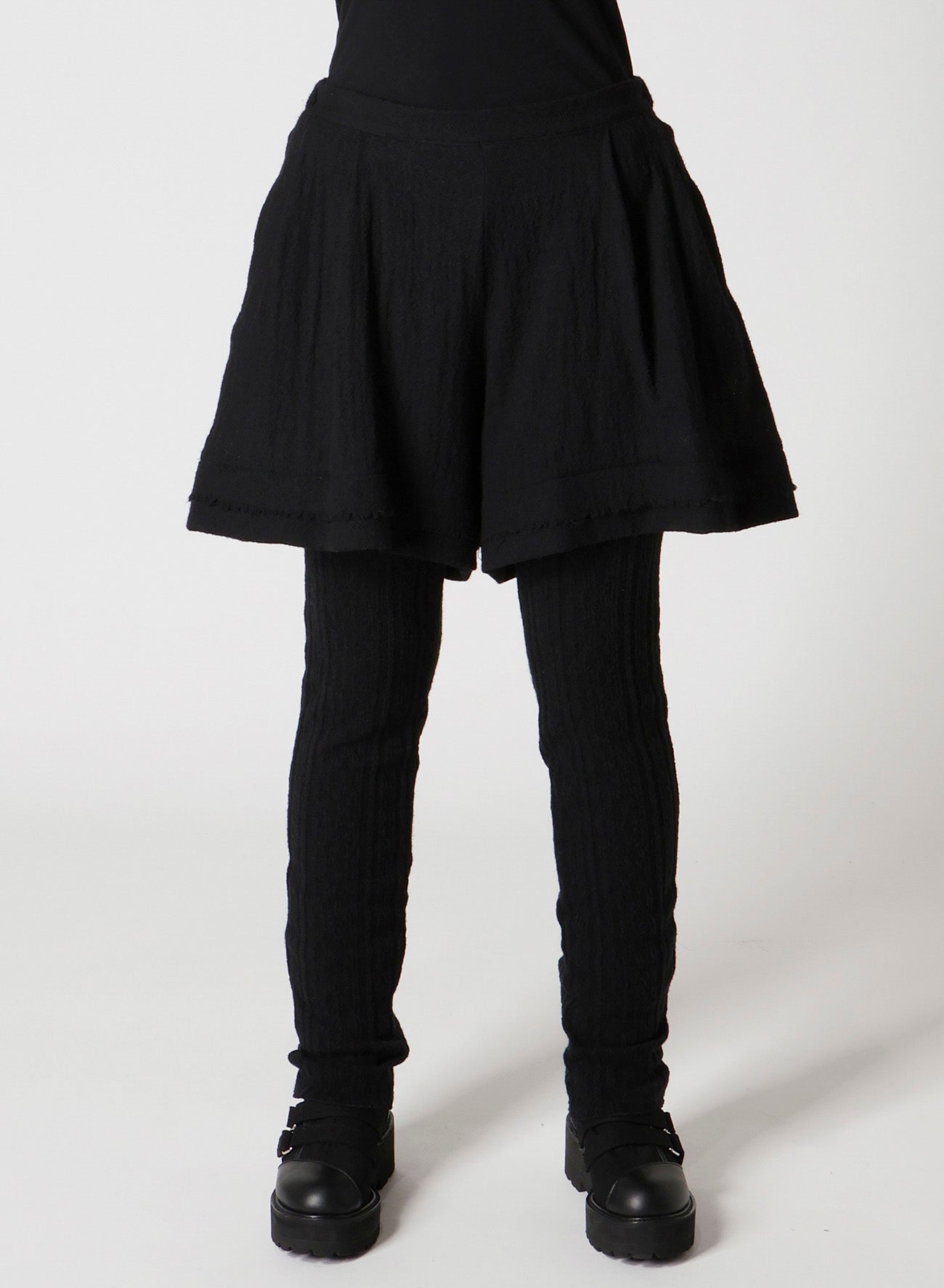 WOOL GAUZE LEGGINGS ATTACHED PANTS