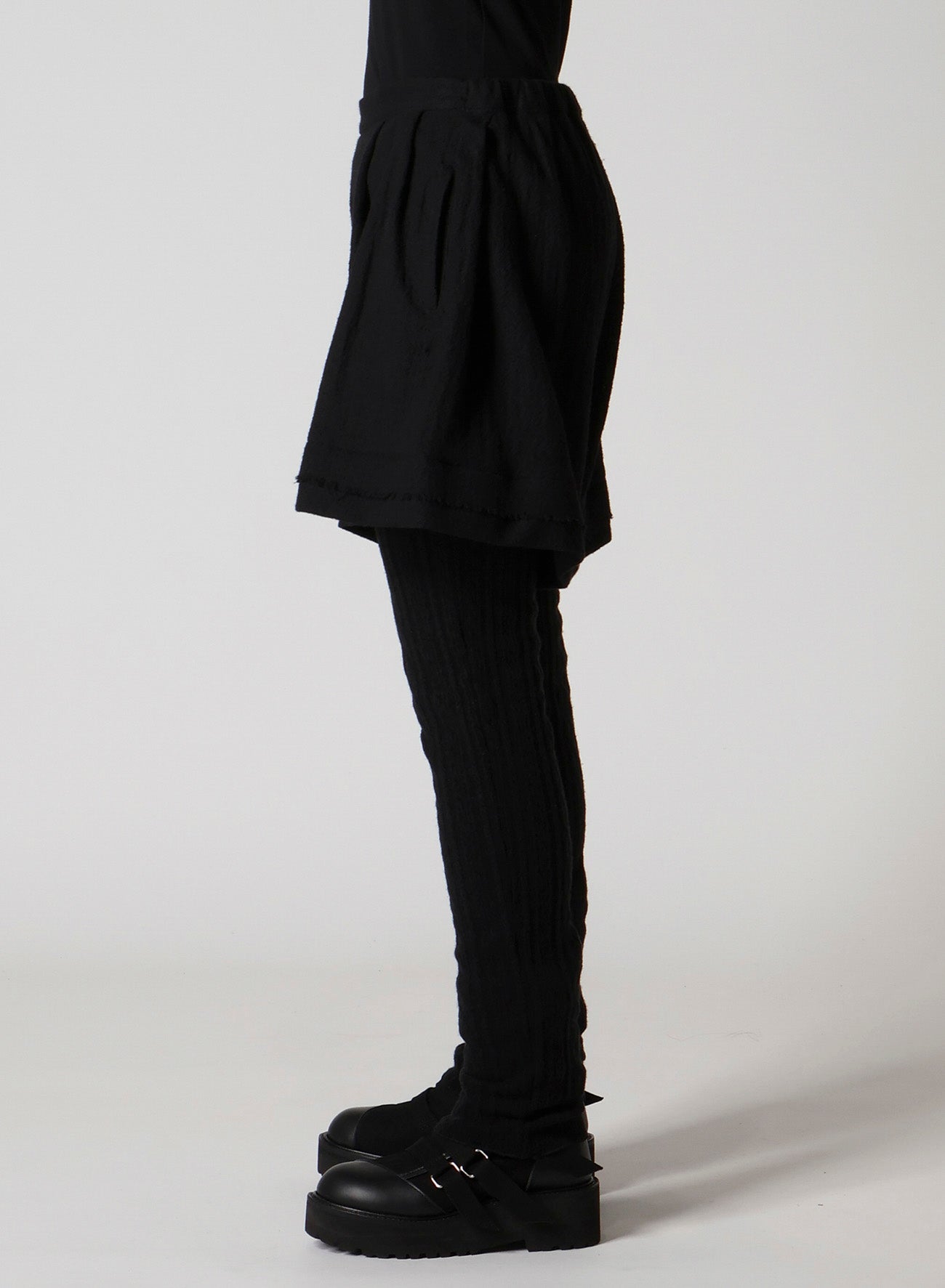 WOOL GAUZE LEGGINGS ATTACHED PANTS