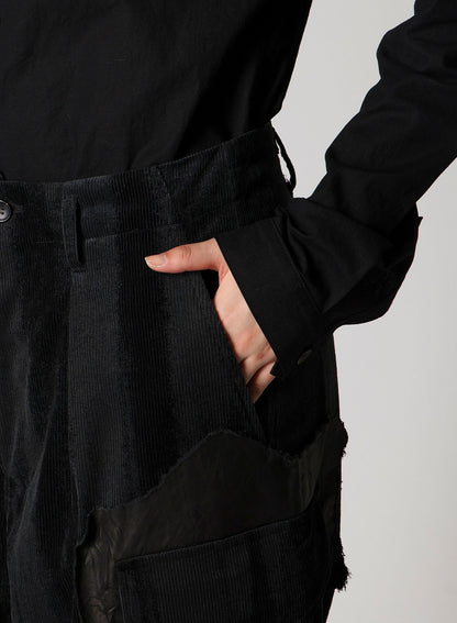 FAINT PRINTED CORDUROY TAB PANTS