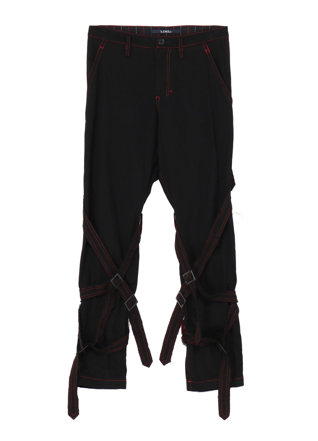 BLACK DENIM BELTED PANTS