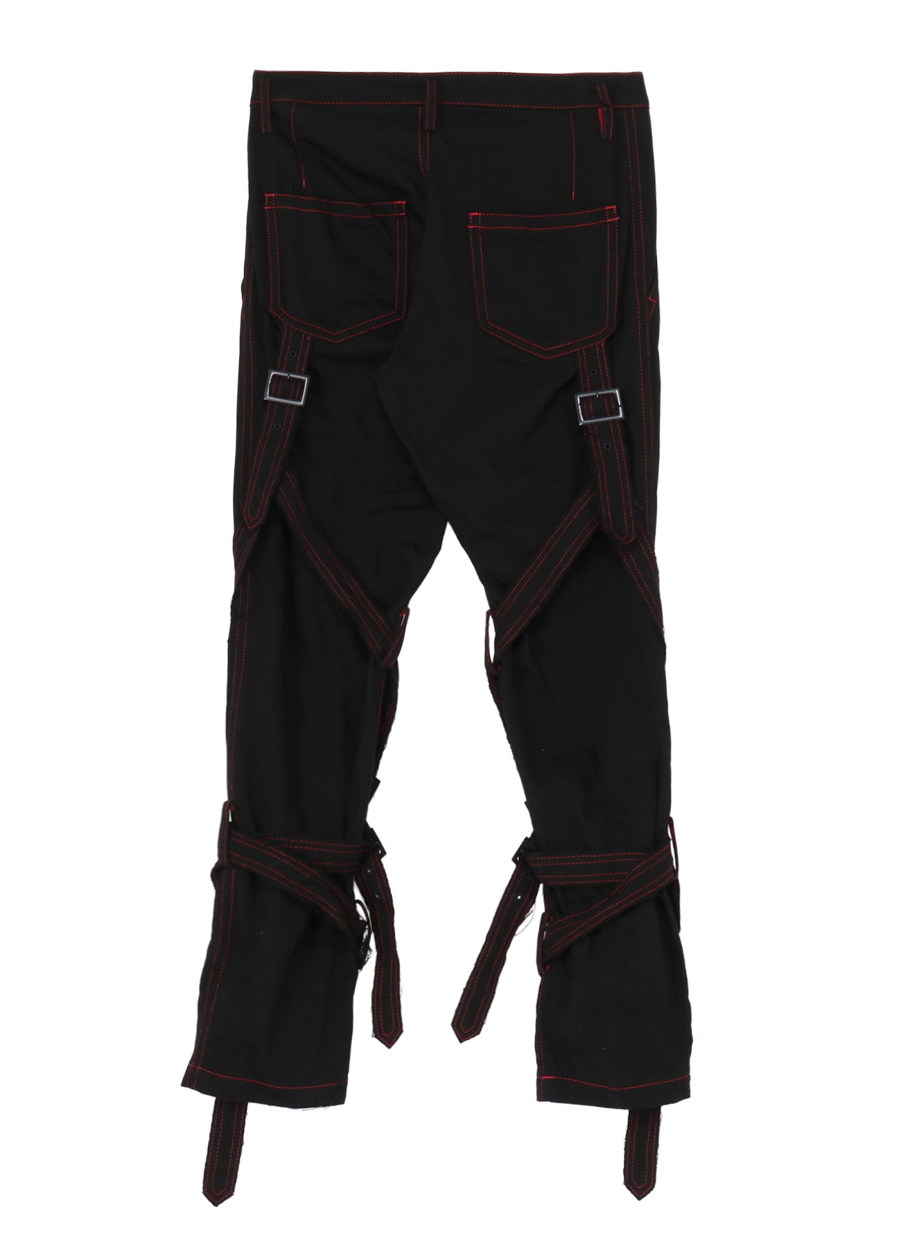 BLACK DENIM BELTED PANTS