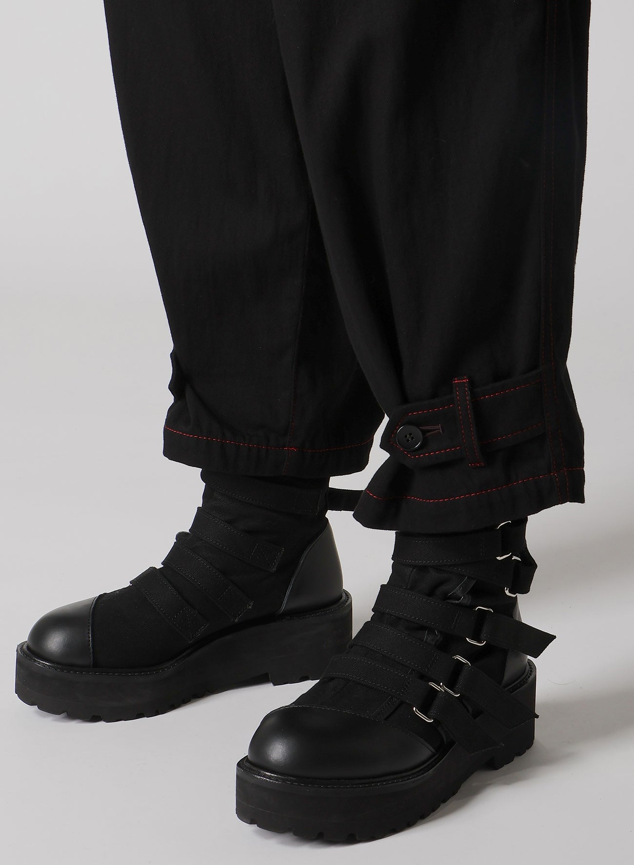 BLACK DENIM TAB PANTS