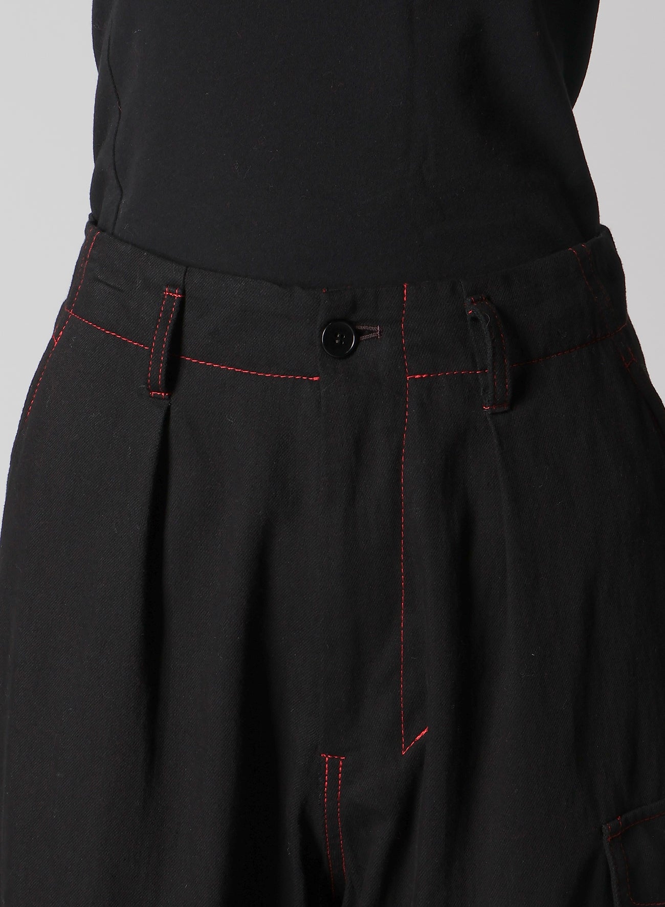 BLACK DENIM TAB PANTS