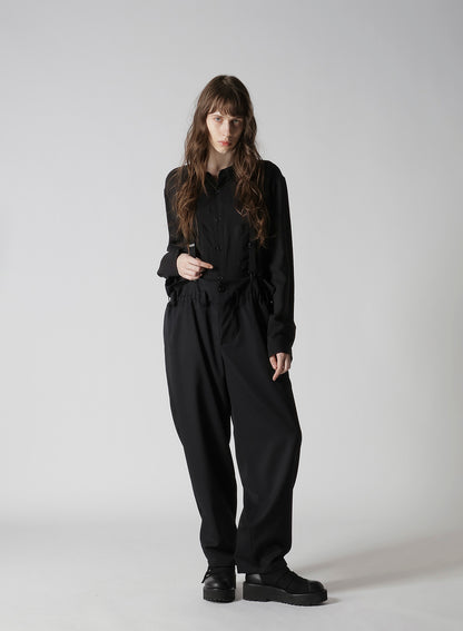 WOOL GABARDINE SUSPENDER PANTS