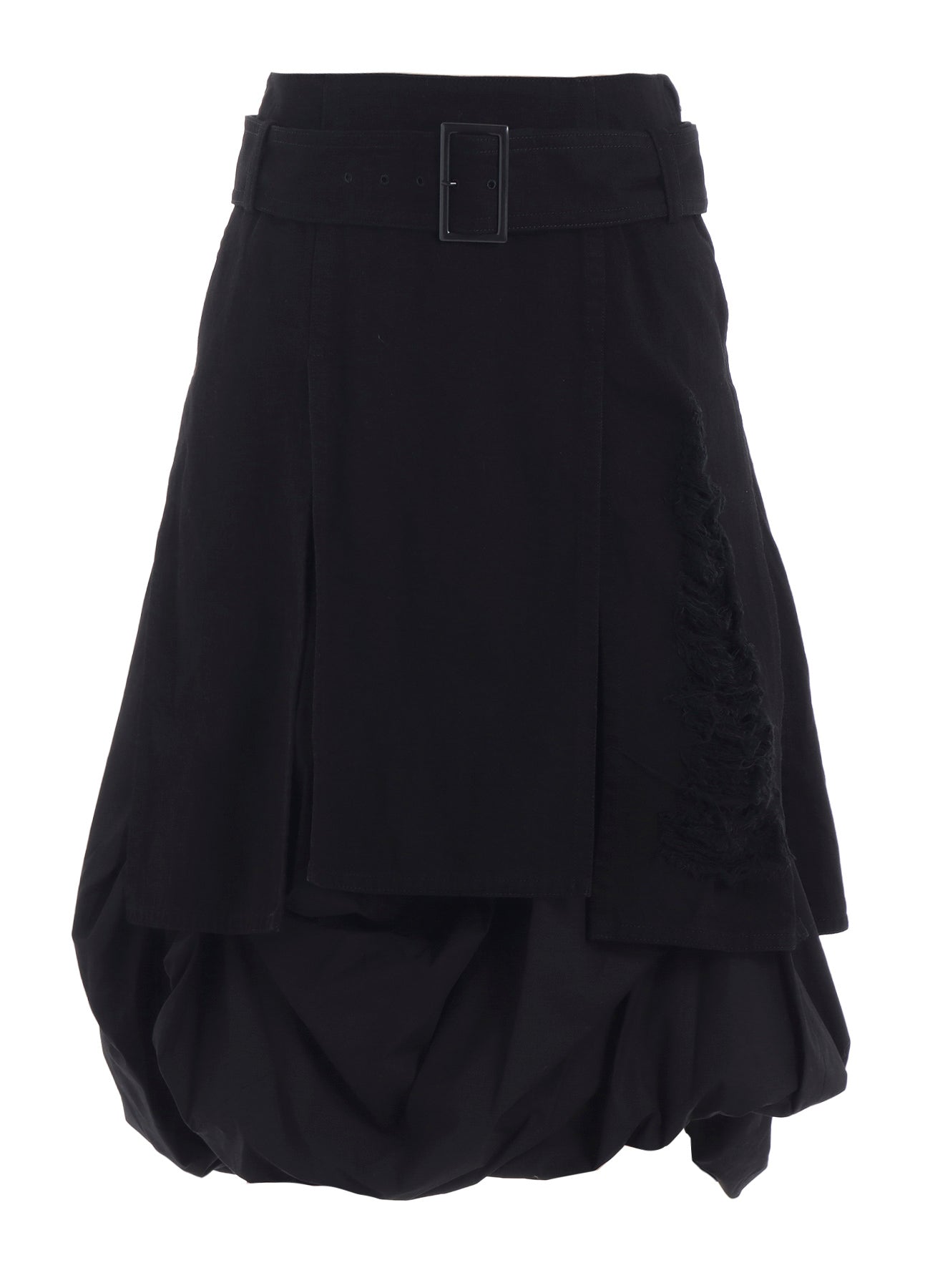 DAMAGED DENIM BELT BALLOON SKIRT