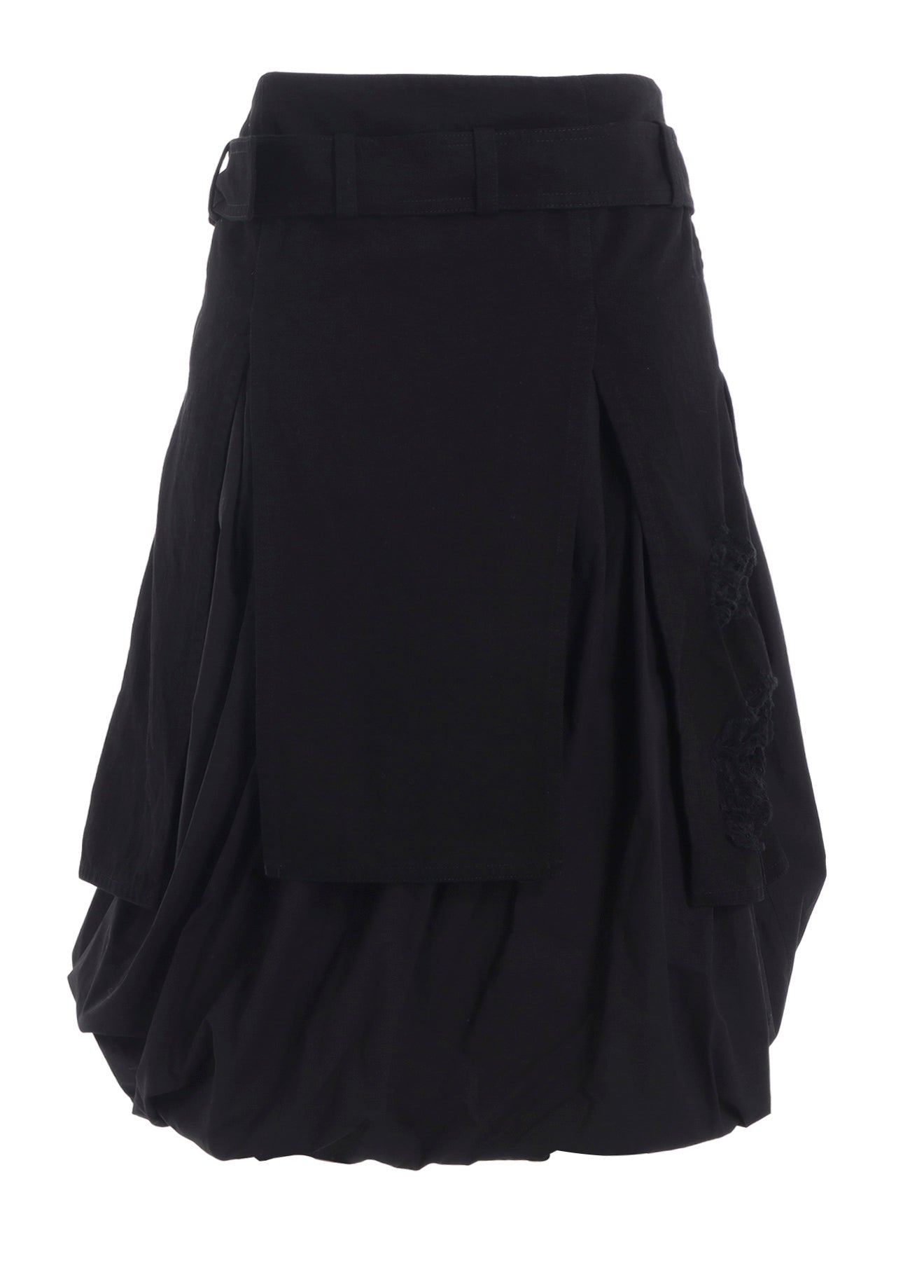 DAMAGED DENIM BELT BALLOON SKIRT