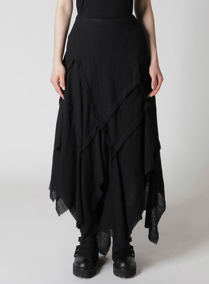 WOOL GAUZE FRILLED SKIRT