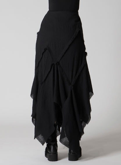 WOOL GAUZE FRILLED SKIRT