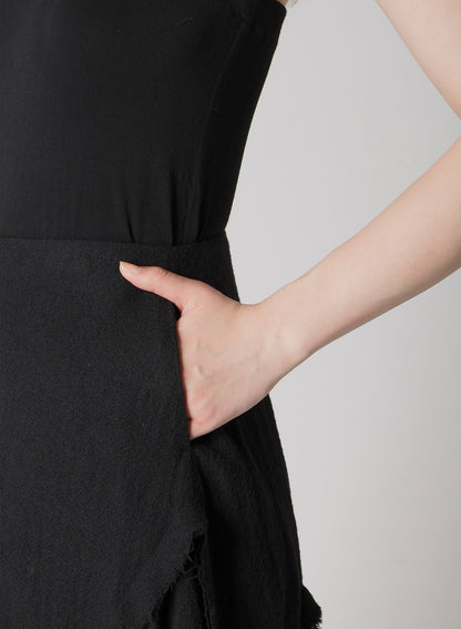 WOOL GAUZE FRILLED SKIRT
