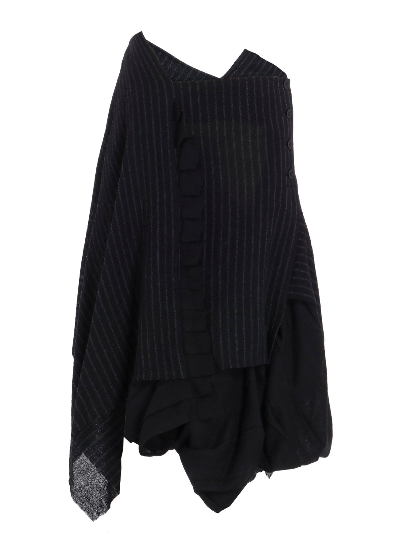 STRIPE GAUZE PLEATS CONBINATION SKIRT
