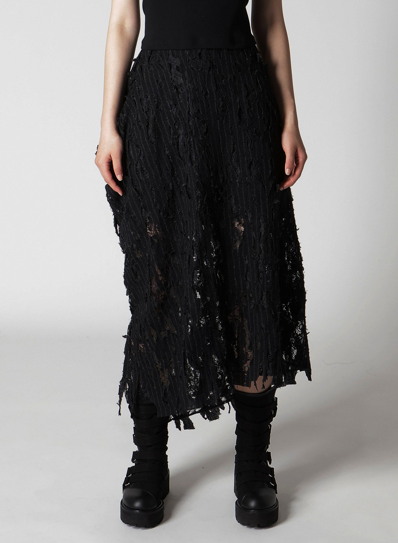 DAMEGED STRIPE PUFF SKIRT
