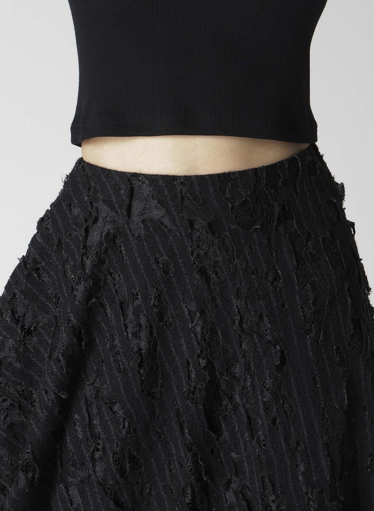 DAMEGED STRIPE PUFF SKIRT