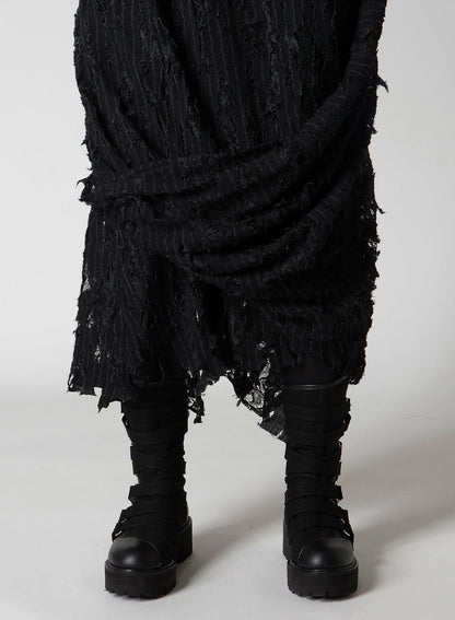 DAMEGED STRIPE TWIST SKIRT