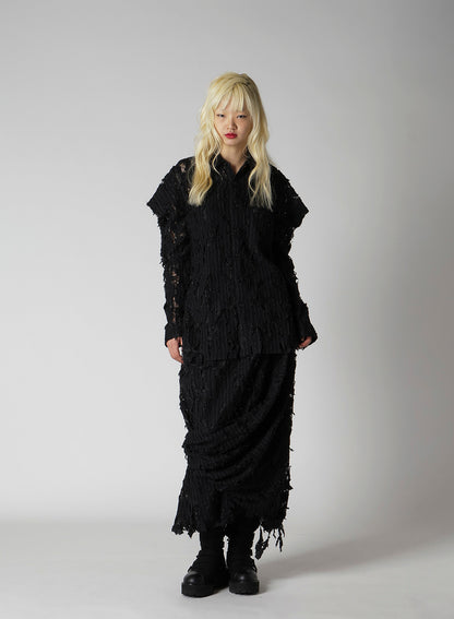 DAMEGED STRIPE TWIST SKIRT