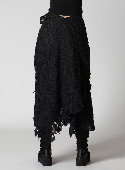 DAMEGED STRIPE TWIST SKIRT