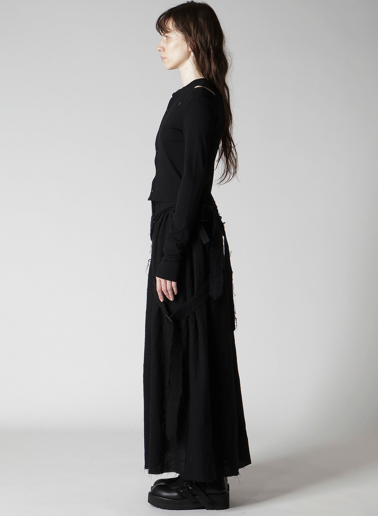 COTTON RAYON RIB SLIT CARDIGAN