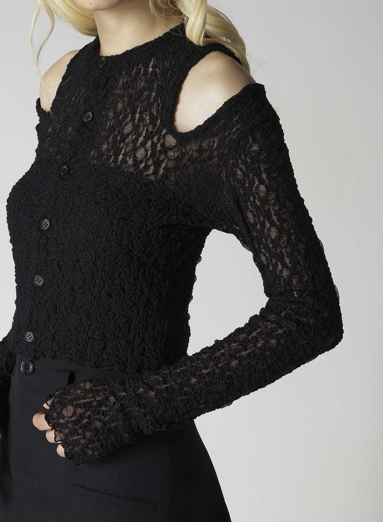 FLOWER SHIRRING SLIT CARDIGAN
