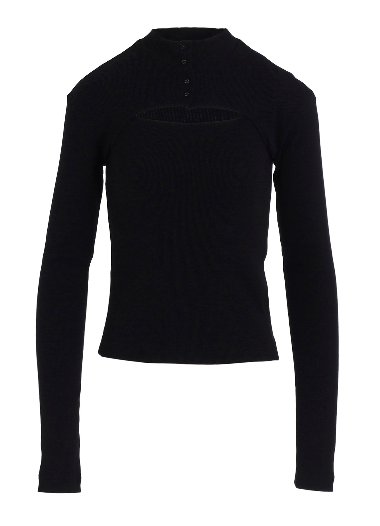 COTTON RAYON RIB CHINA COLLAR T-SHIRT